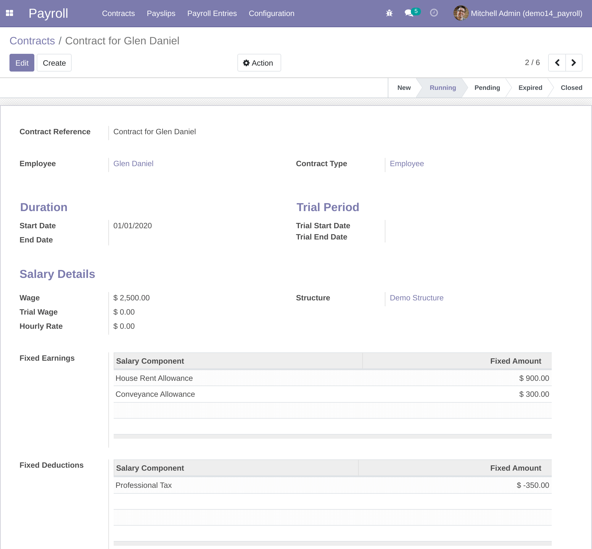Payroll Contract Form