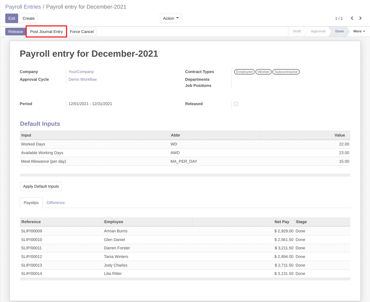 Payroll Entry Form