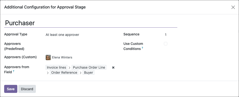 Bill Approval Stage with Approvers from Field