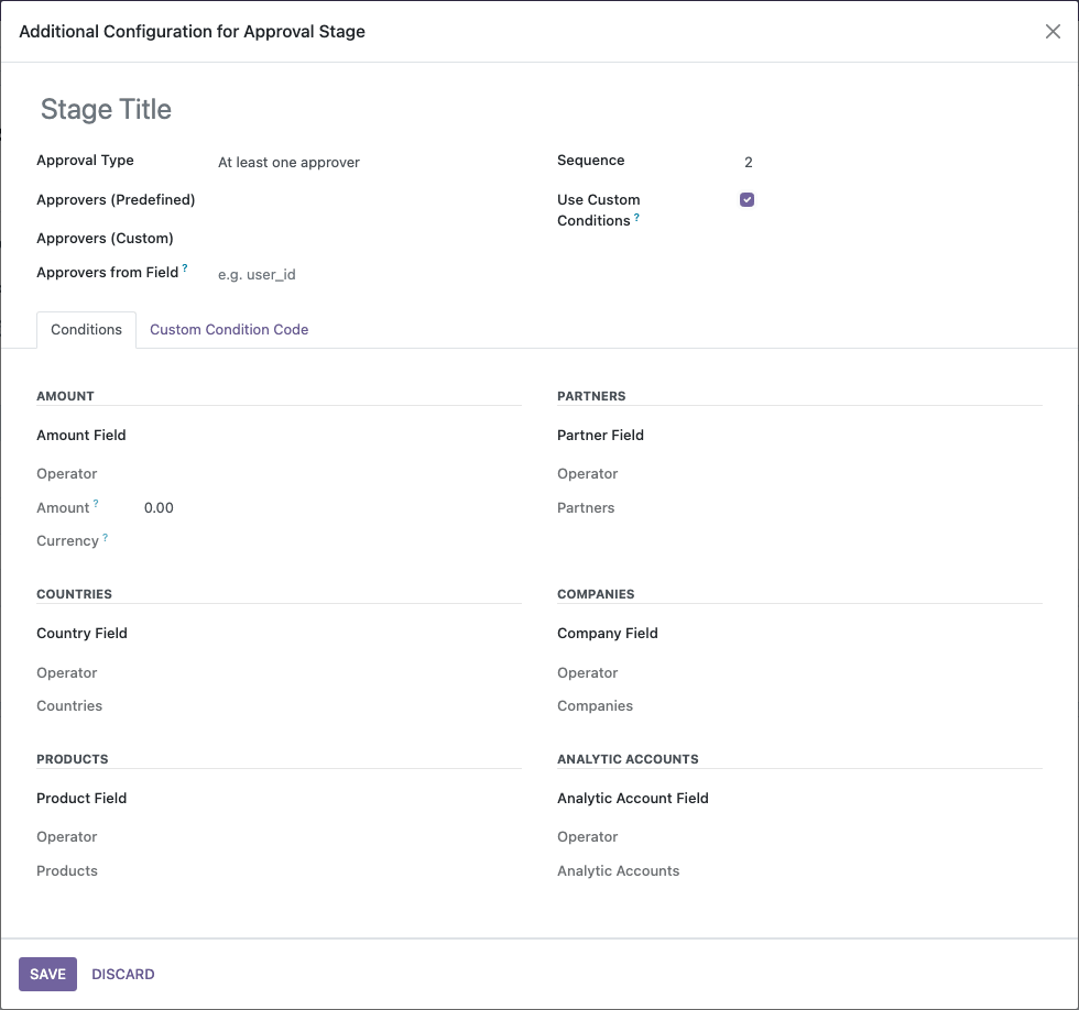 Dynamic PO Approval Stage Conditions