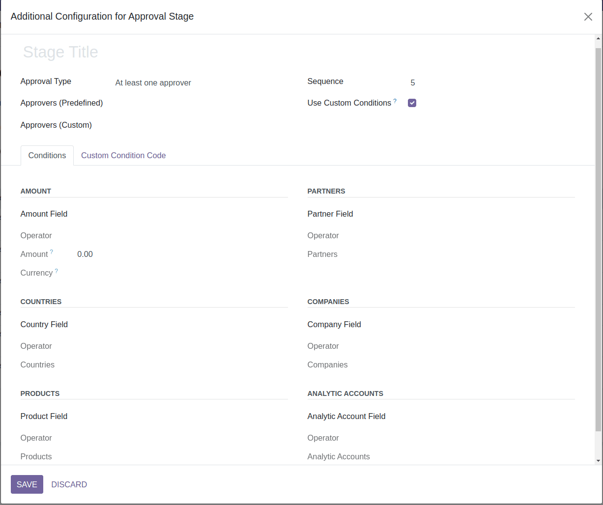 Dynamic PO Approval Stage Conditions