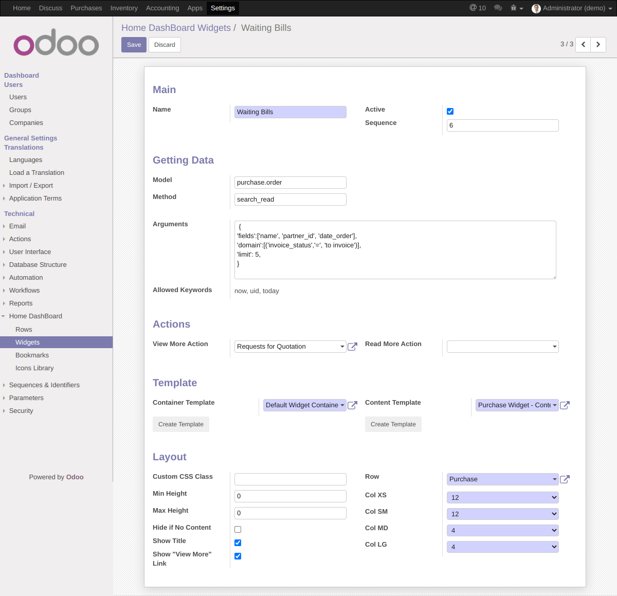Widget Form
