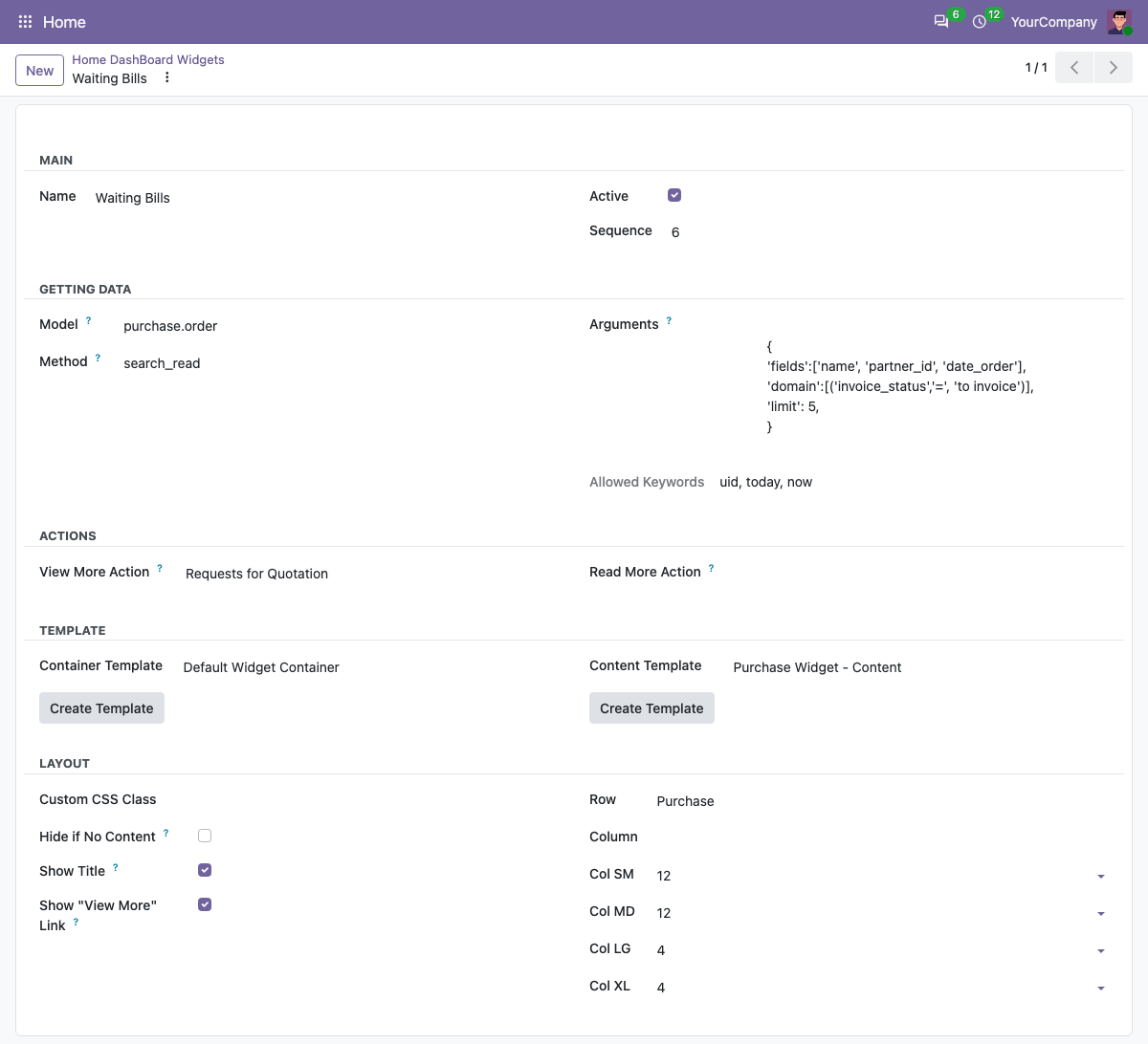 Widget Form