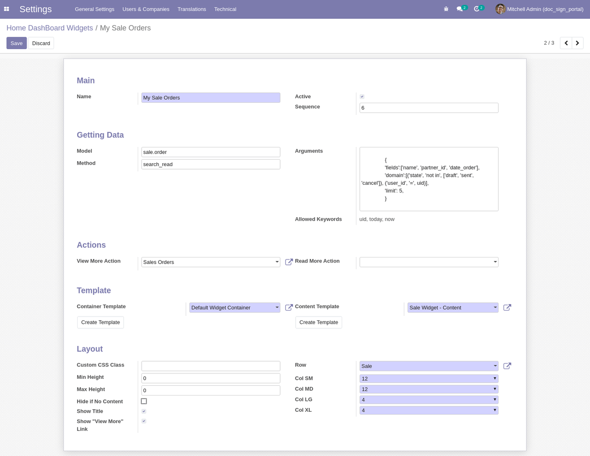 Widget Form