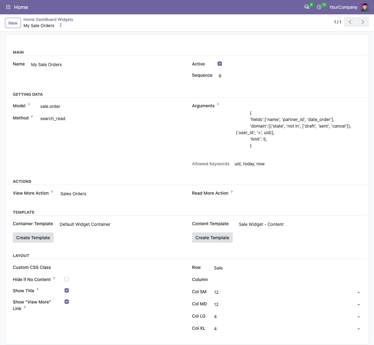 Widget Form