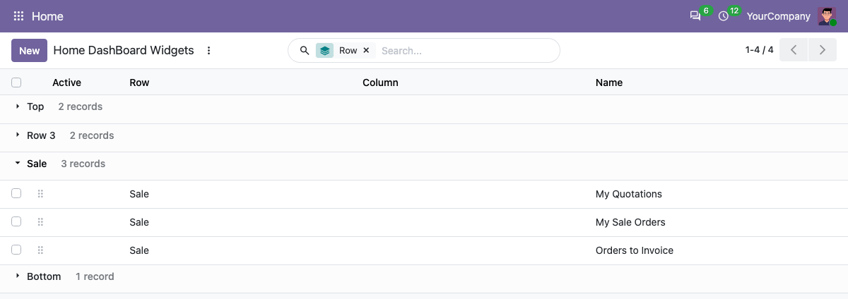 Widgets List