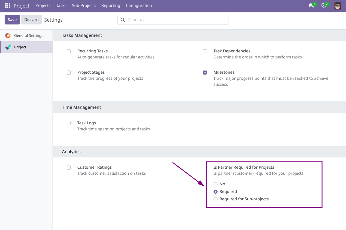 Project Module Settings
