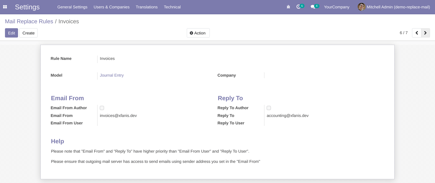 Substitute email_from and reply_to