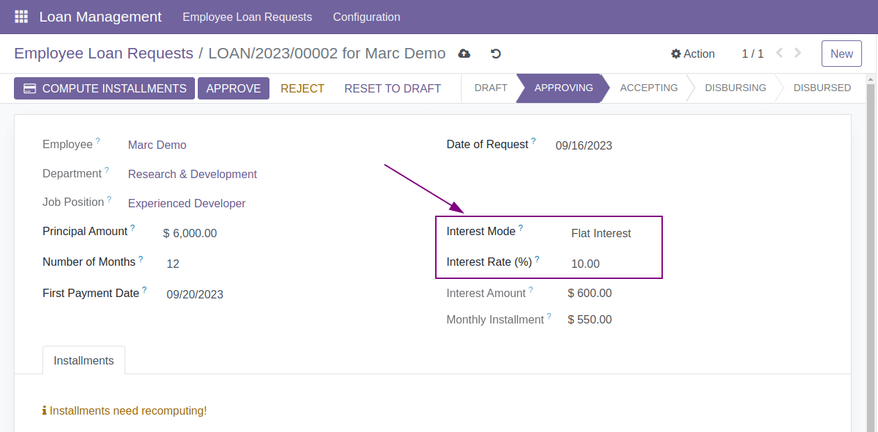 Loan Interest Mode