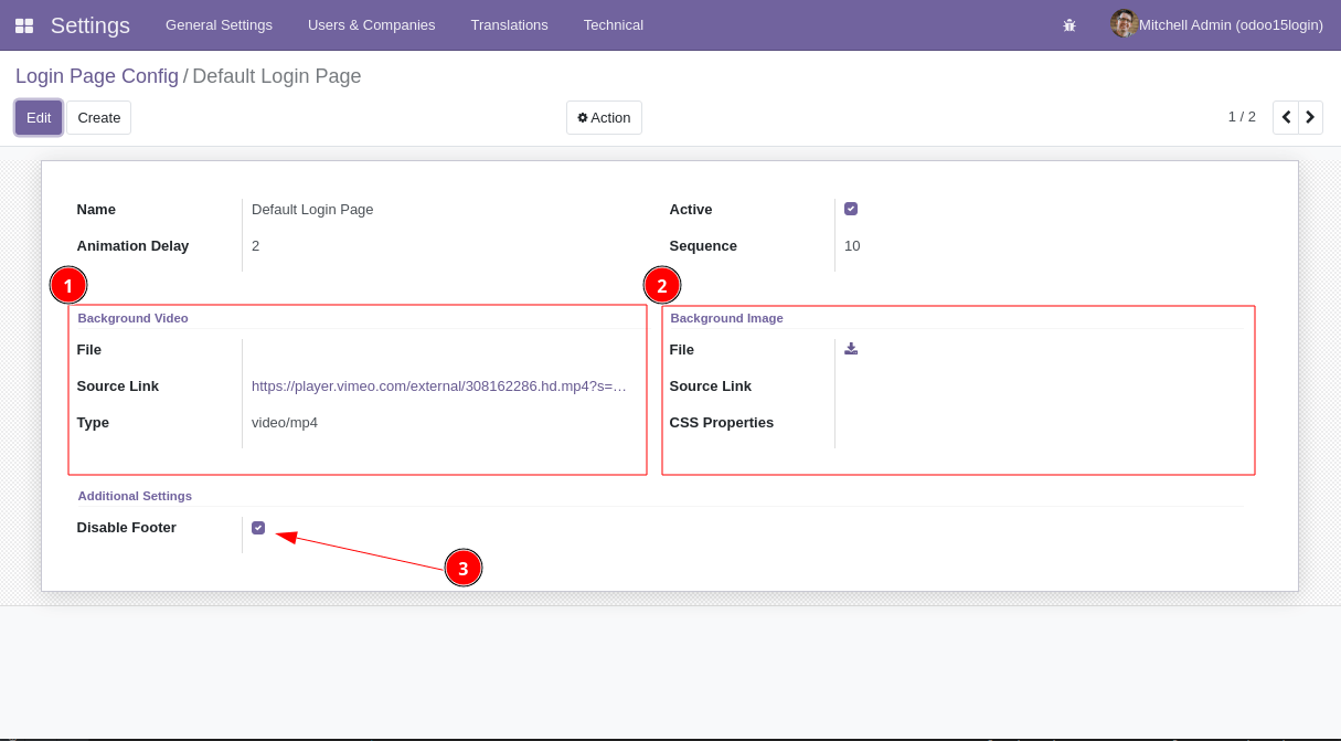 Login Page Config