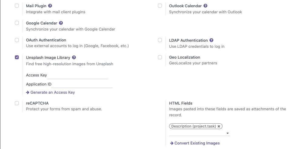 Settings: HTML fields to process