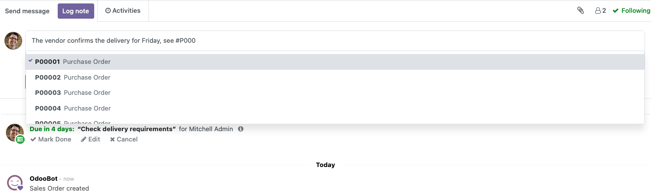 Document suggestions after typing #P000
