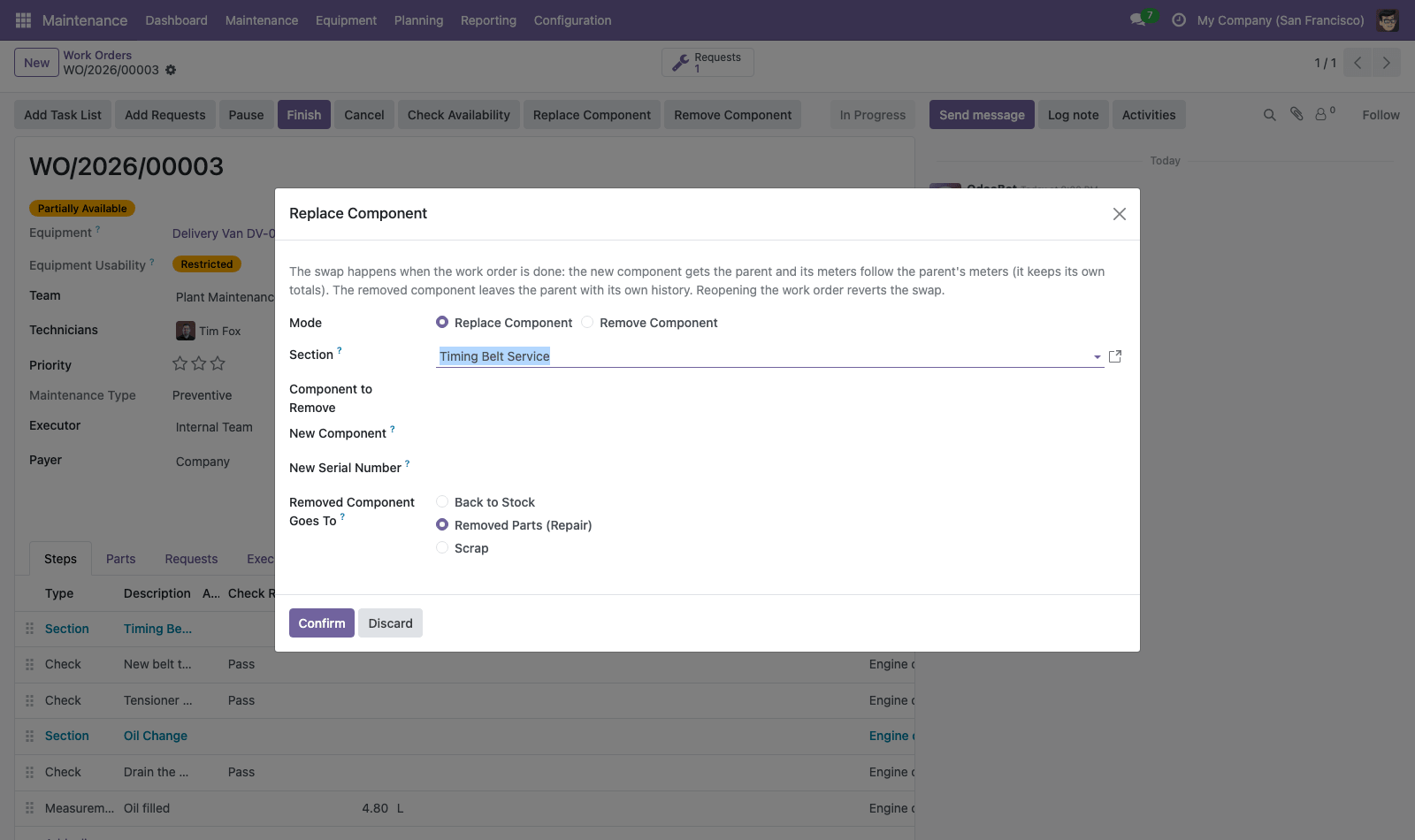 Replace Component wizard