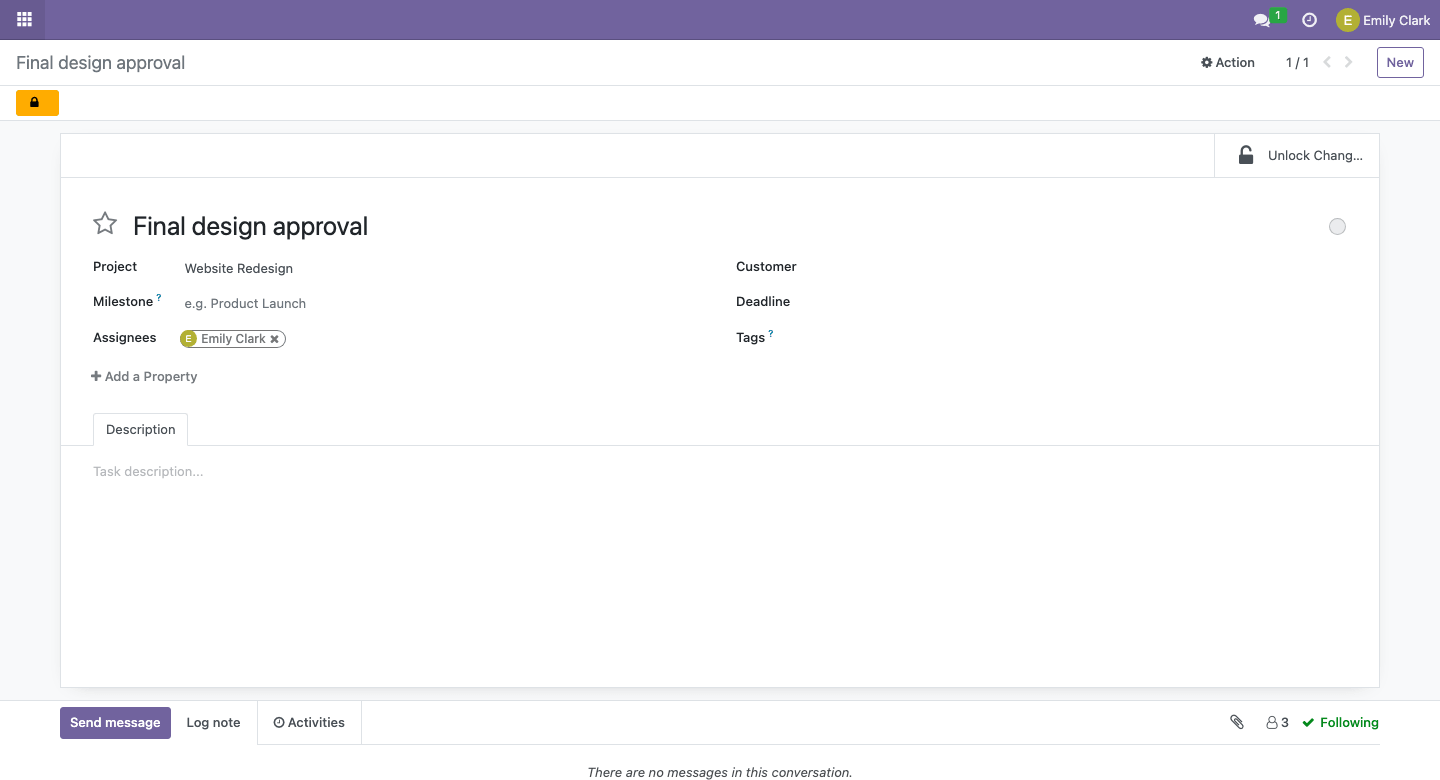 Locked task form