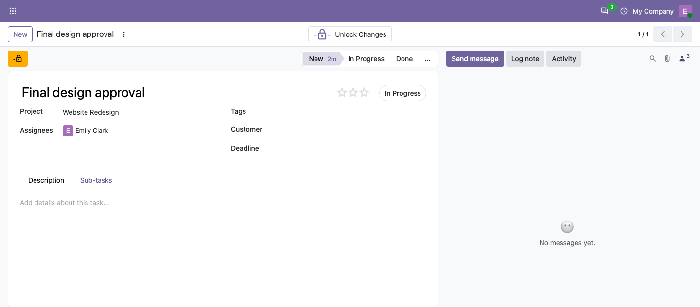 Locked task form
